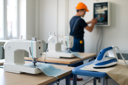 Installation électrique sécurisée pour machines à coudre et fer à repasser